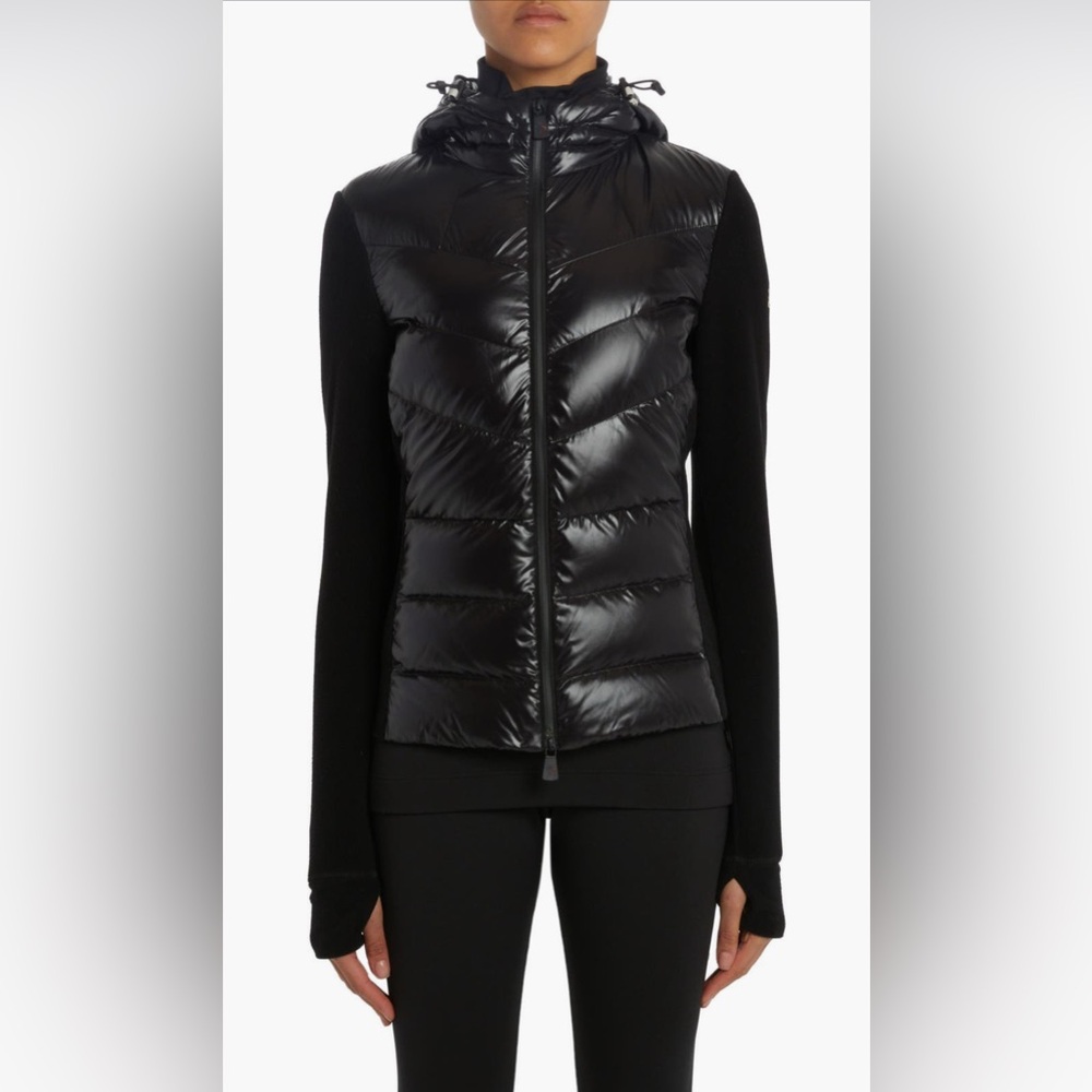 Moncler Black Puffer Jacket with Fleece Sleeves